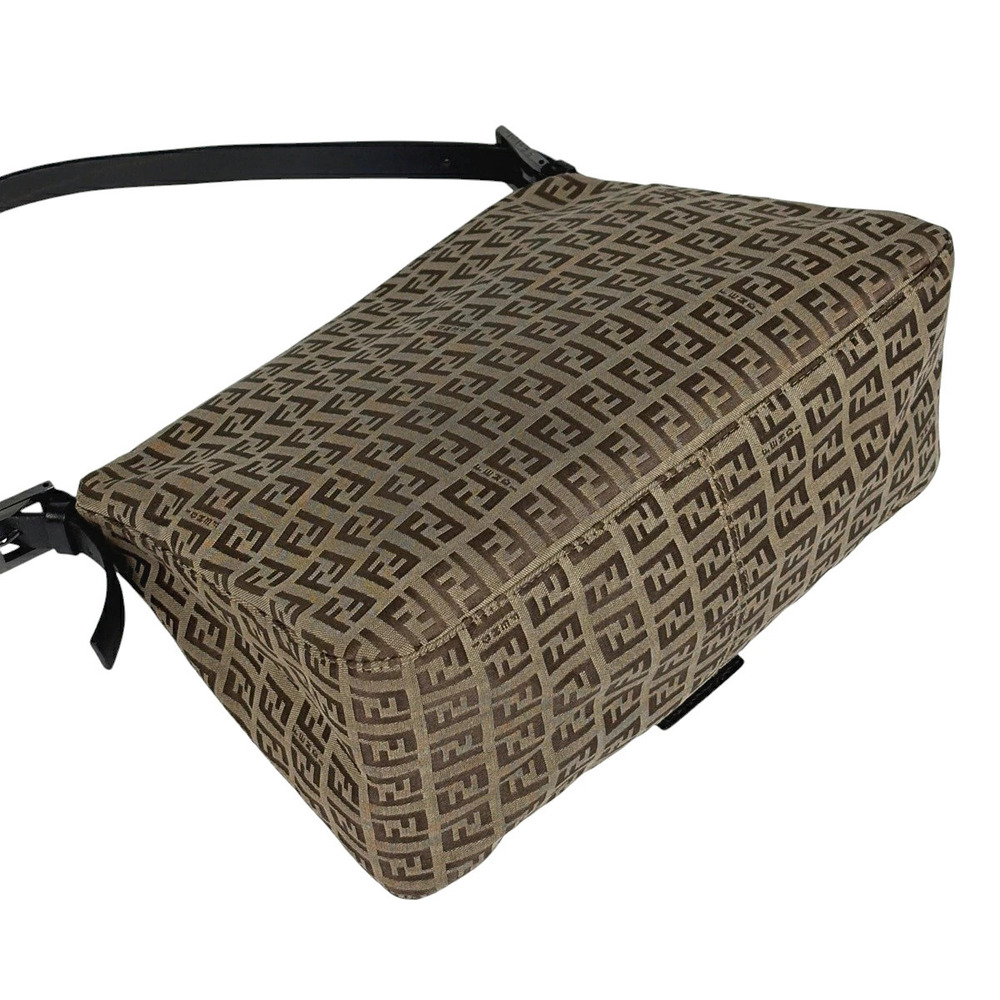 Fendi Mamma Bucket Beige Canvas Brown Shoulder Zucchino Handbag Bag
